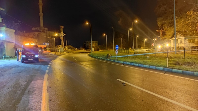 Araç direği yıkarak durabildi...