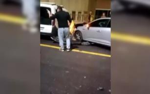 Kaza yapan oğluna kızan babayı çevredekiler sakinleştirdi...