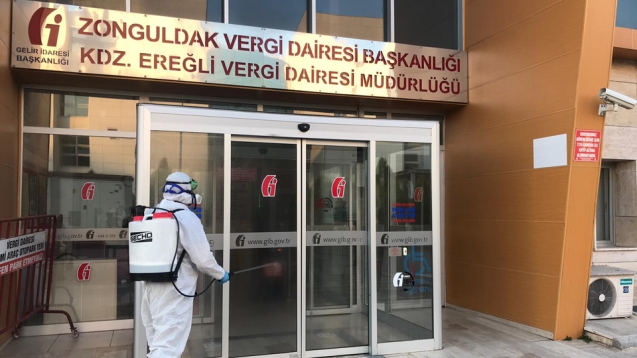 VERGİ DAİRESİ DE VİRÜSE KARŞI TEDBİR ALDI...