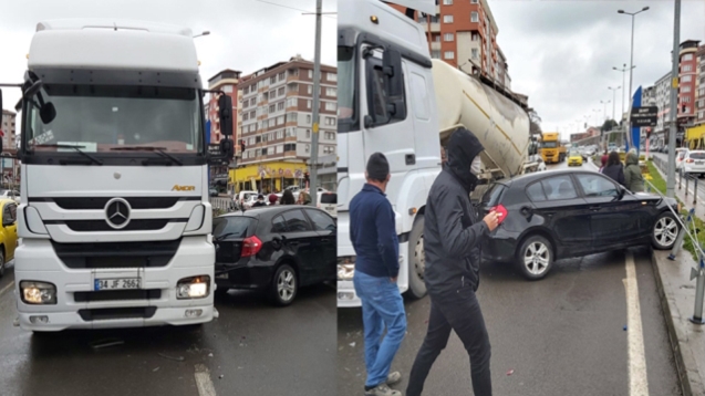 TIR ile otomobil çarpıştı...