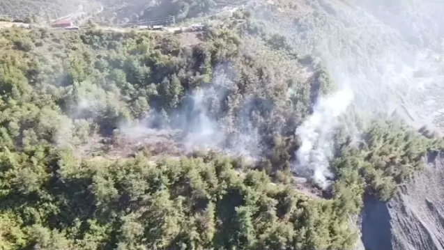 Fındık bahçesinde çıkıp söndürülen yangın yine alevlendi..