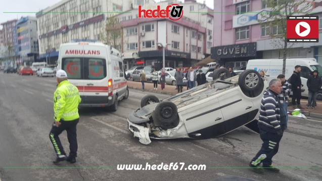 Düz yolda takla attı...