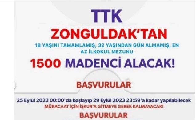 TTK işçi alımı başvuruları için yeni bilgiler