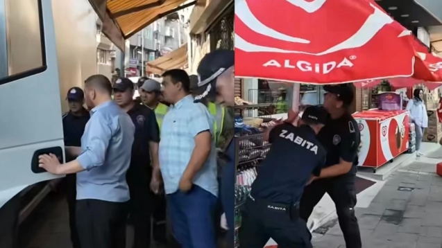 Ekiplerden kaldırım uygulaması...