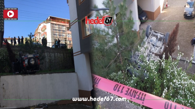 Otomobil apartman boşluğuna uçtu...4 kişi yaralandı