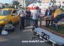 Ticari taksi ile motosiklet çarpıştı...
