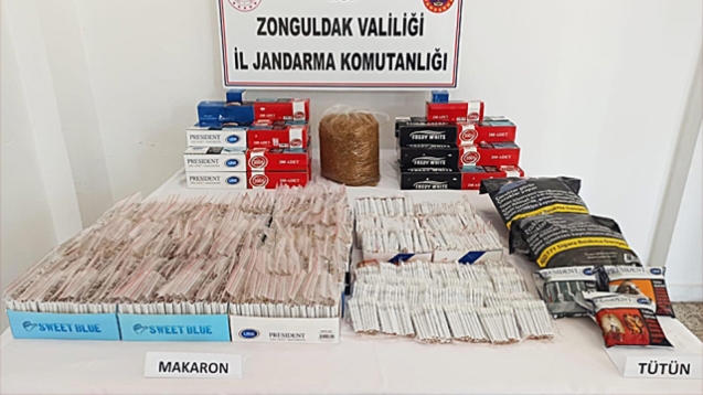 Makaron ve bandrolsüz tütün ele geçirildi...