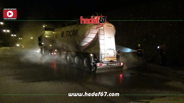 TIR’ın balataları alev aldı...