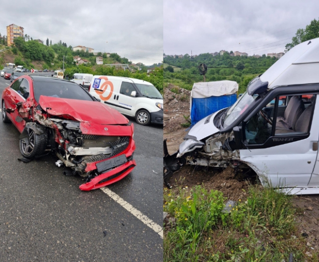 Öğrenci servisi ile otomobil çarpıştı... 1 yaralı...