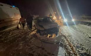 Kar yağışı 7 araçlı zincirleme kazaya sebep oldu...