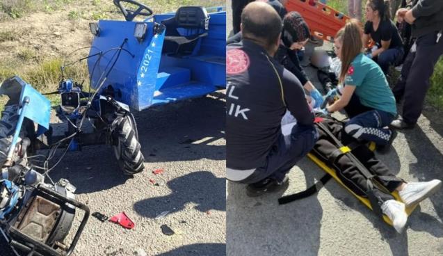 Motosiklet ile pat pat çarpıştı... 2 kişi yaralandı...