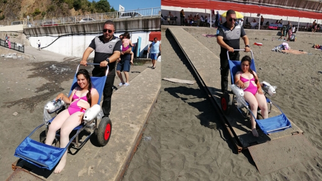 Belediye plajına engelli rampası yapıldı…