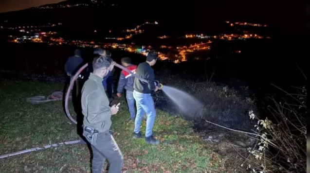 Çıkan yangın ormana sıçramadan söndürüldü...
