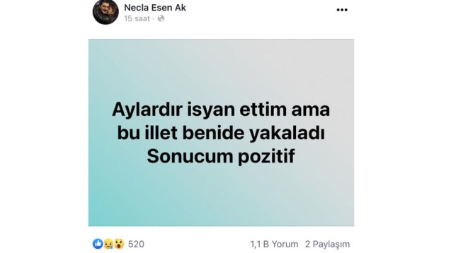 Test sonucunu sosyal medyadan duyurdu...