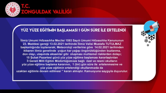 Eğitime kar engeli: Okullar 1 gün süreyle ertelendi