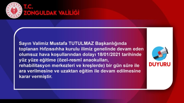 Zonguldak Valiliği’nden bir tatil kararı daha geldi...
