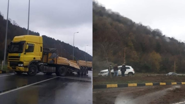 TIR ile otomobil çarpıştı...
