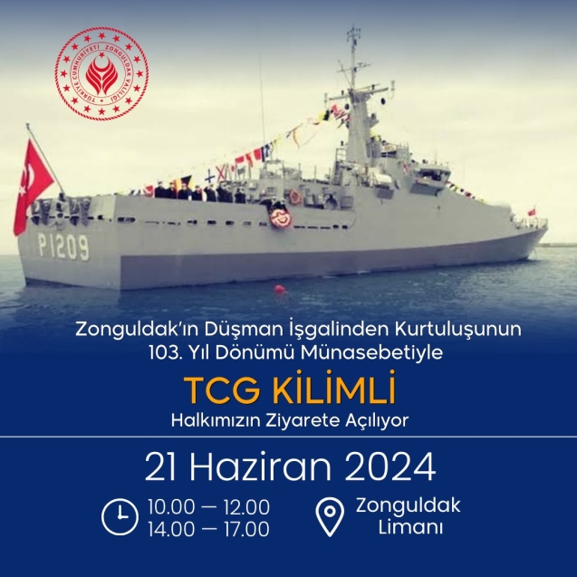 TCG Kilimli Gemisi, Zonguldak'ta halka açılacak.