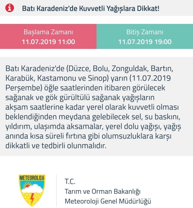 Kuvvetli Sağanak Yağış uyarısı!..