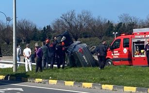 Otomobili ile takla attı... Ekipler müdahale etti...
