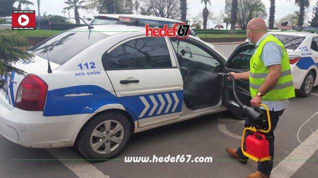 Sahil Taksi esnafı polis ekip araçlarını dezenfekte etti...