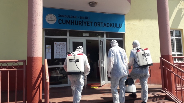 SINAV YAPILACAK OKULLAR, DEZENFEKTE EDİLİYOR...