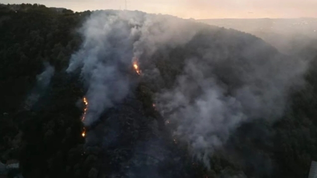 Yangının boyutu dron ile görüntülendi...