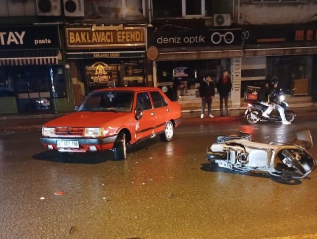 Otomobil ile motosiklet çarpıştı... 1 kişi yaralandı...