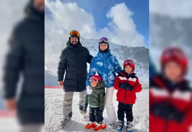 Ünlü çiftin kayak keyfi kameralara yansıdı...
