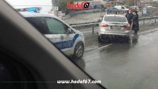 Otomobil refüje çarparak durabildi...
