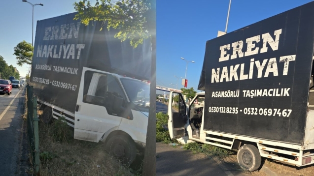 Yoldan çıktı... Refüjdeki ağaçları devirdi...