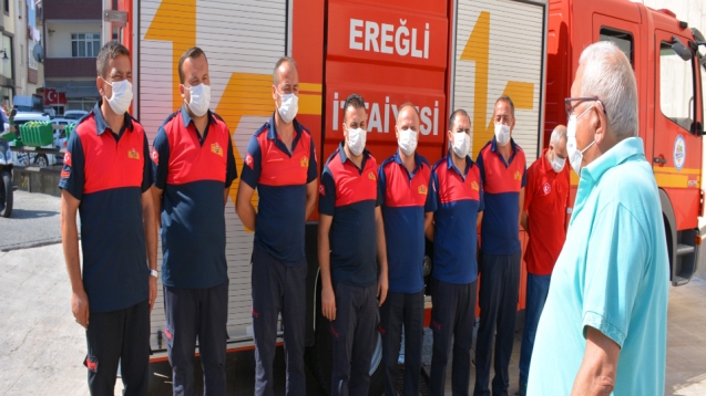 EREĞLİ İTFAİYE EKİBİ ALKIŞLARLA KARŞILANDI...